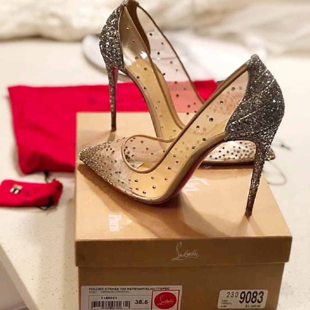 Christian Louboutin Silver and Clear Heels